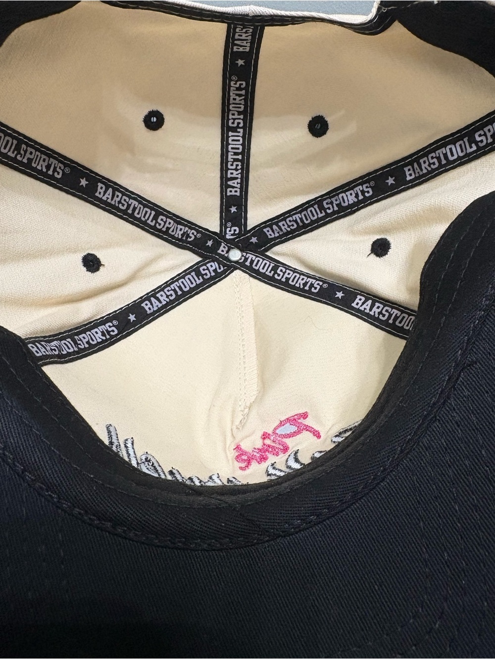 Barstool Sports Pink Whitney - Cream & Black SnapBack Hat - Picture 7 of 8